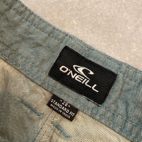 O’Neill Mens Size 28” Sage Green 8” Inseam Chino Bermuda Shorts Logo Pockets Zip - Picture 12 of 12